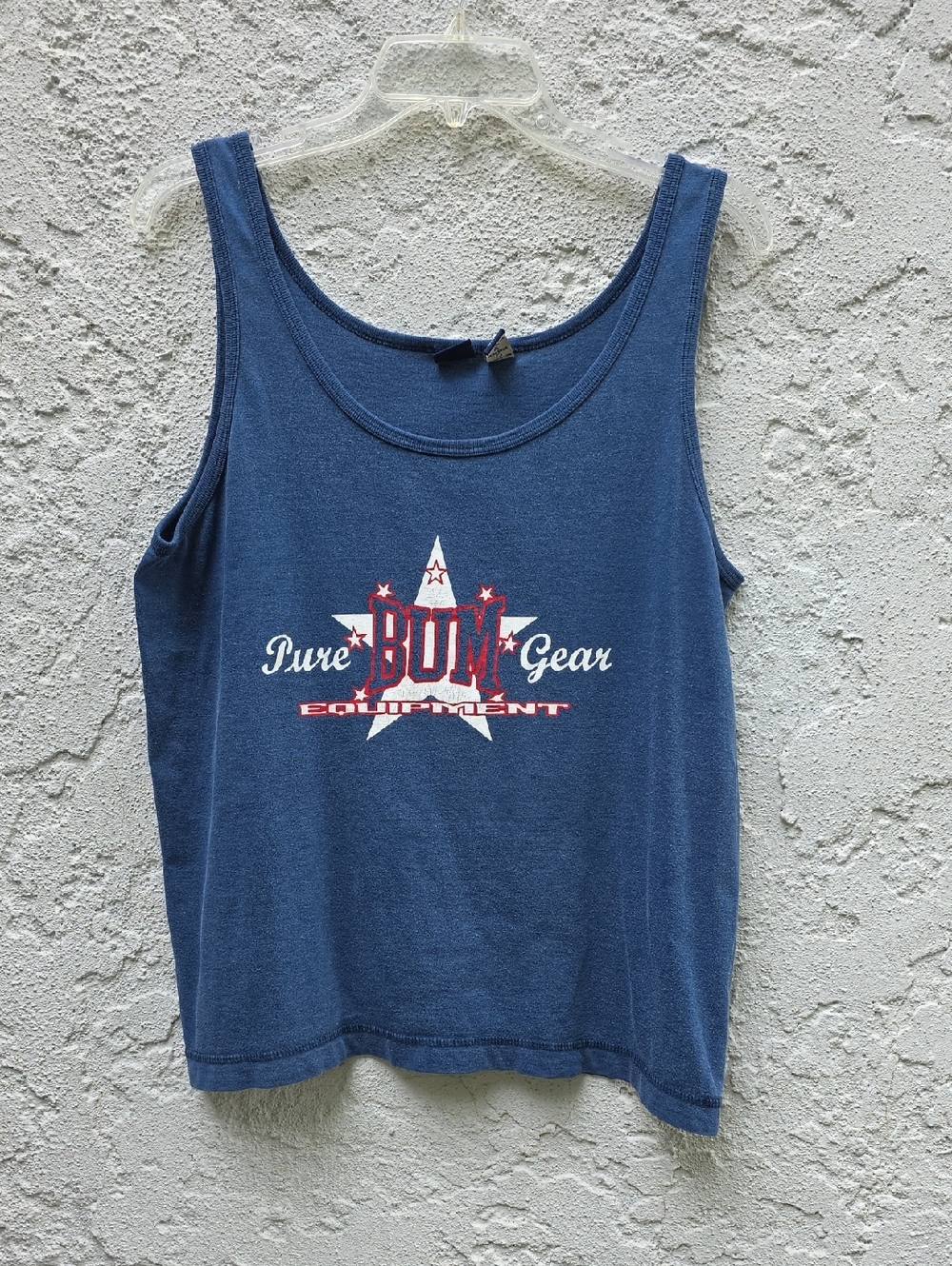 Vintage B.U.M. Cropped Navy Red White Star Patriotic USA 4th Of July Tank Top